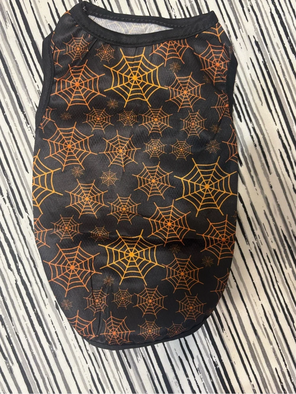 Halloween Black & Orange Spiderweb Dog Shirt